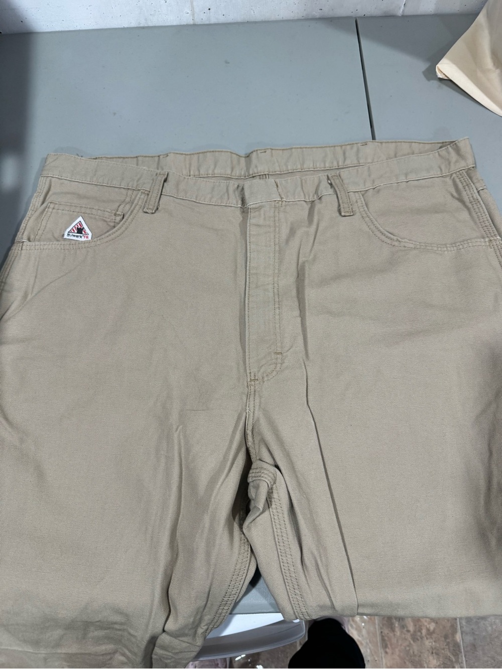 Khaki Work Pants with Small Triangle Logo
